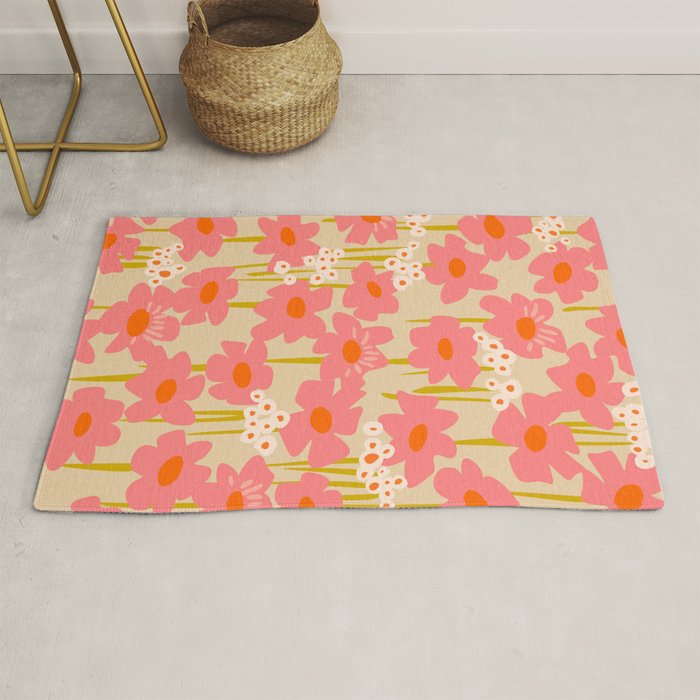 Relax in your summer meadow - floral shapes pattern Rug Gallery Image 1