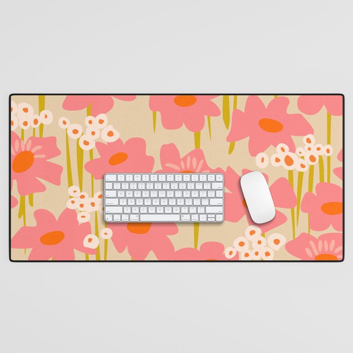 Relax in your summer meadow - floral shapes pattern Desk Mat Gallery Image 1
