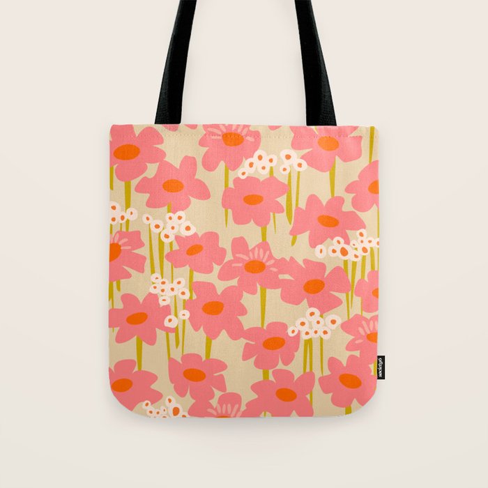 Relax in your summer meadow - floral shapes pattern Tote Bag Gallery Image 1