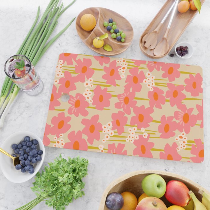 Relax in your summer meadow - floral shapes pattern Cutting Board Gallery Image 2