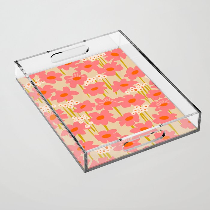 Relax in your summer meadow - floral shapes pattern Acrylic Tray Gallery Image 1