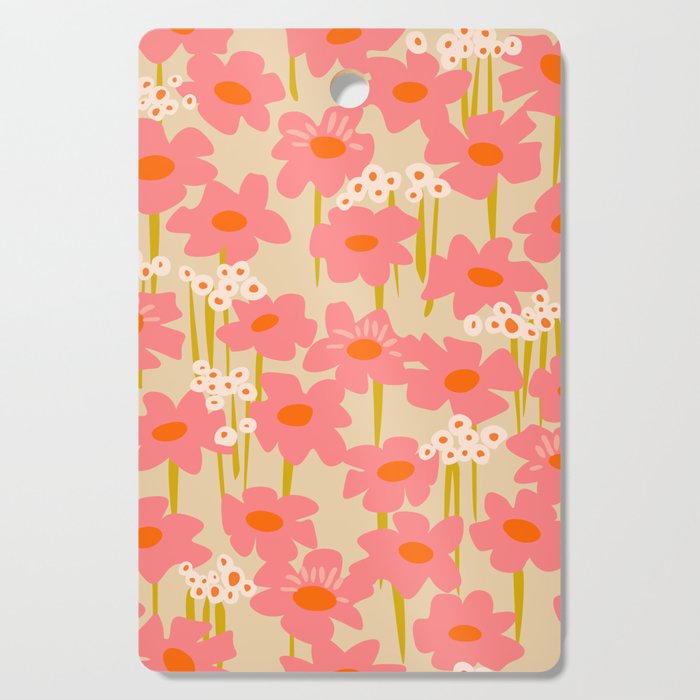 Relax in your summer meadow - floral shapes pattern Cutting Board Gallery Image 1