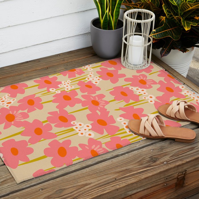 Relax in your summer meadow - floral shapes pattern Outdoor Rug Gallery Image 2