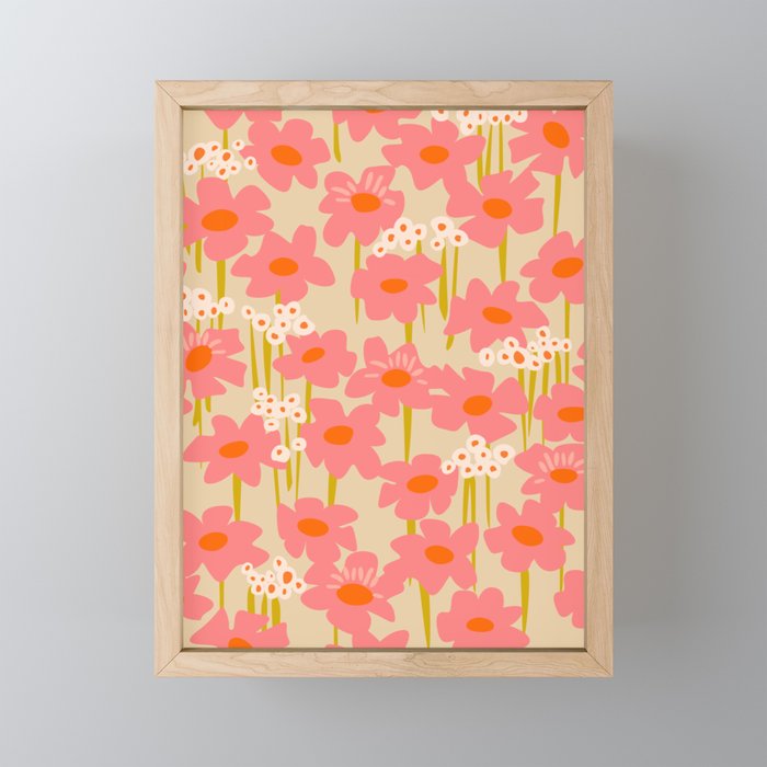 Relax in your summer meadow - floral shapes pattern Mini Art Print Gallery Image 1