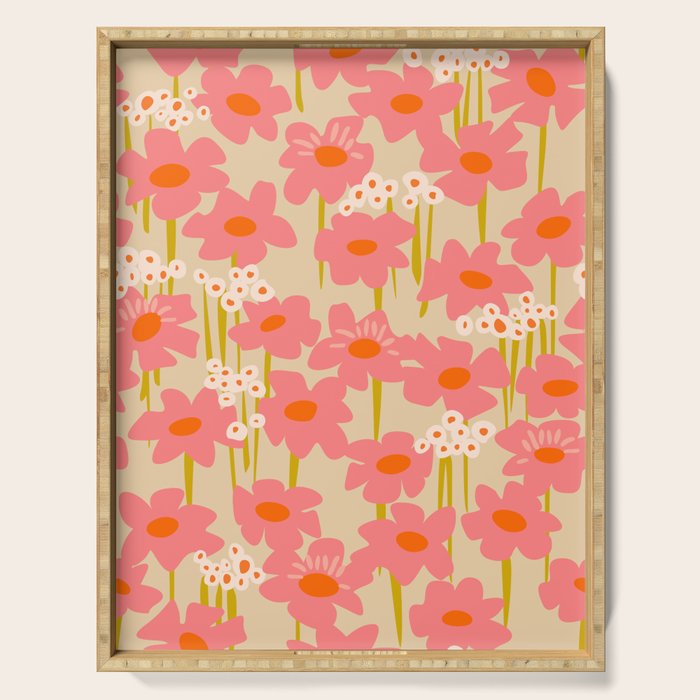 Relax in your summer meadow - floral shapes pattern Serving Tray Gallery Image 1