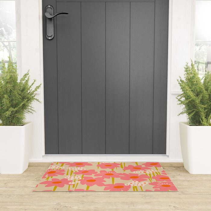 Relax in your summer meadow - floral shapes pattern Welcome Mat Gallery Image 3