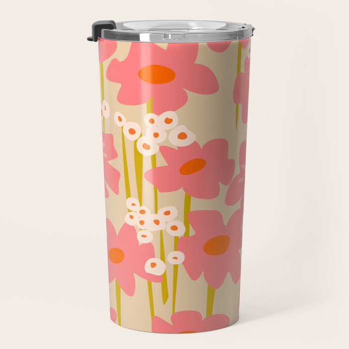 Relax in your summer meadow - floral shapes pattern Travel Mug Gallery Image 3