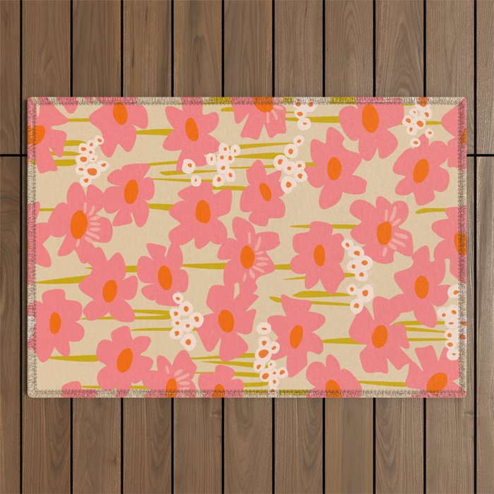 Relax in your summer meadow - floral shapes pattern Outdoor Rug Gallery Image 1