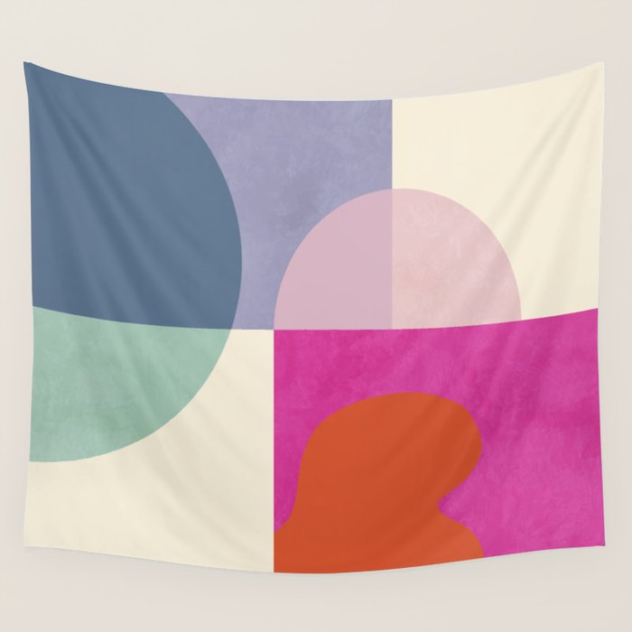 mid century modern shapes Wall Tapestry Gallery Image 1