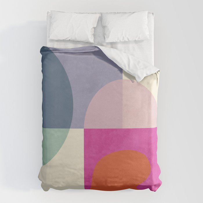 mid century modern shapes Duvet Cover Gallery Image 1