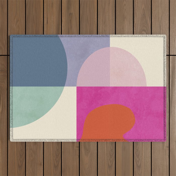 mid century modern shapes Outdoor Rug Gallery Image 1