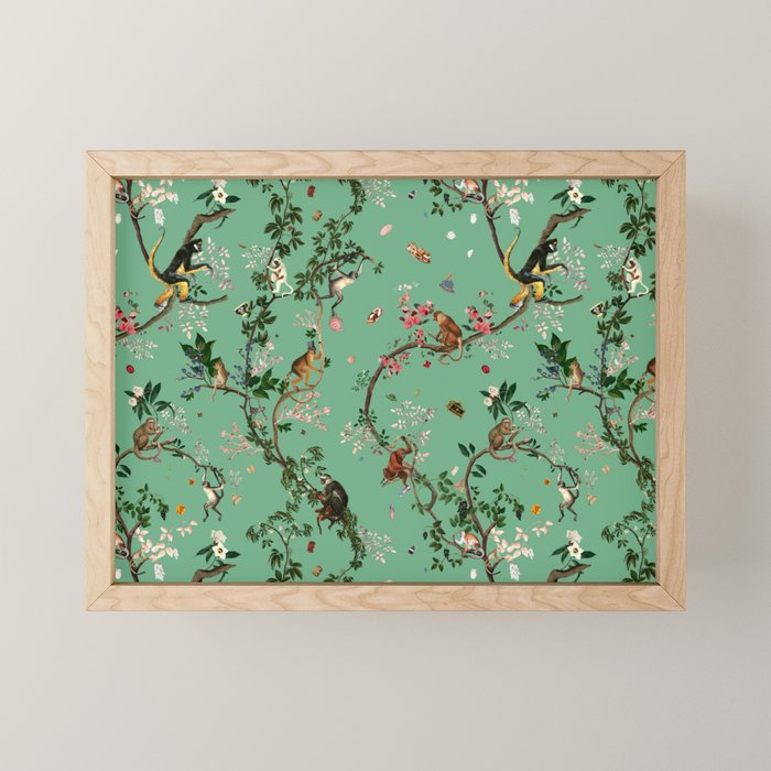 Monkey World Green Mini Art Print Gallery Image 1