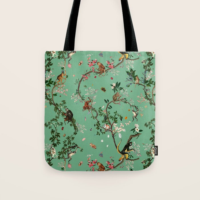 Monkey World Green Tote Bag Gallery Image 1