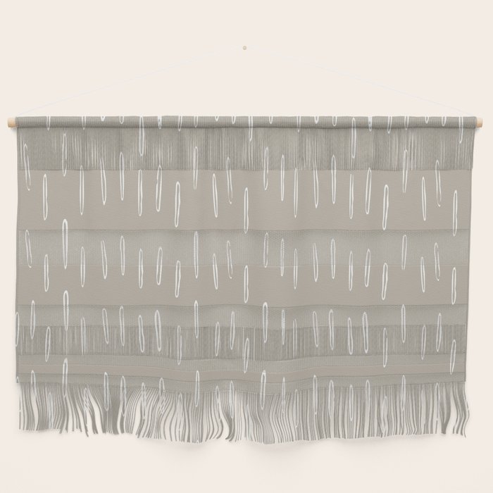 Boho Prints, Raindrops, Beige, Minimalism, Abstract Art Wall Hanging Gallery Image 1