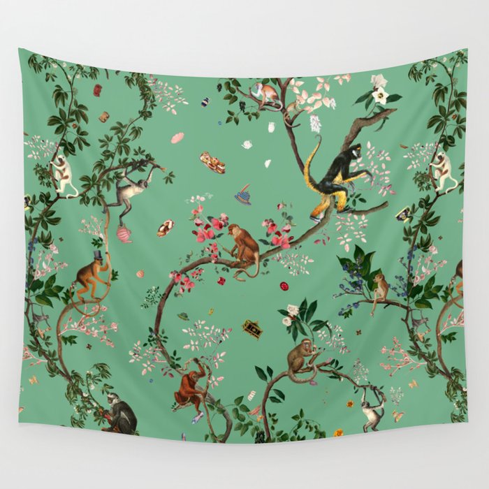 Monkey World Green Wall Tapestry Gallery Image 4