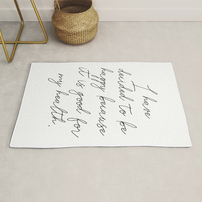 Happy Quote (Voltaire) Rug Gallery Image 1
