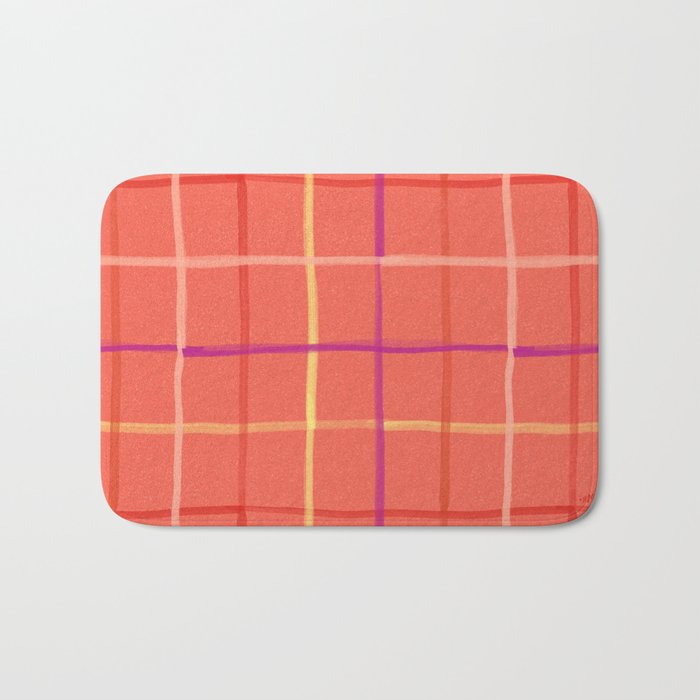 Abstract Tennis Net Pattern in Rosey Red Bath Mat Gallery Image 1