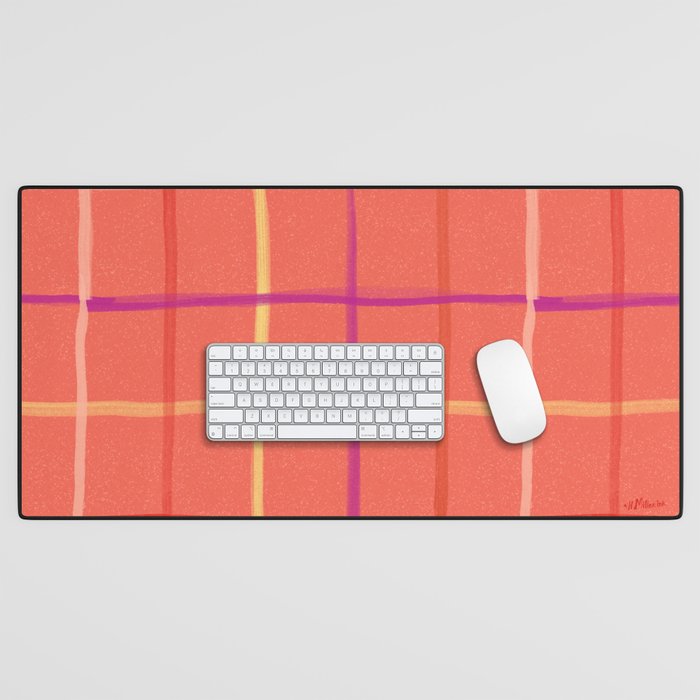Abstract Tennis Net Pattern in Rosey Red Desk Mat Gallery Image 1