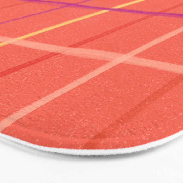 Abstract Tennis Net Pattern in Rosey Red Bath Mat Gallery Image 3
