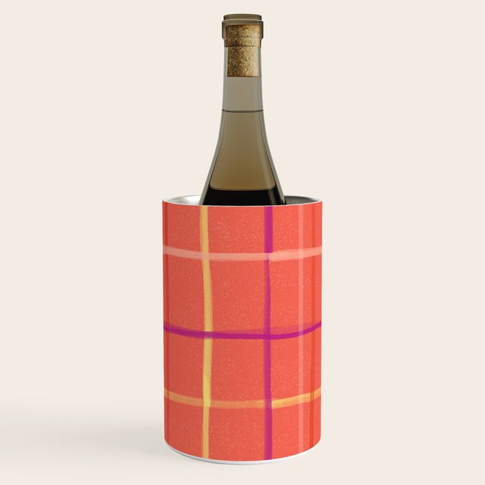 Abstract Tennis Net Pattern in Rosey Red Wine Chiller Gallery Image 1