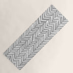Abstract Herringbone Pattern, Rustic, Gray and White Yoga Mat Gallery Image 1
