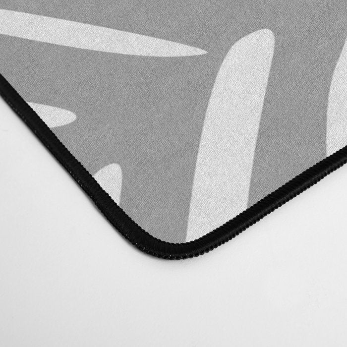 Abstract Herringbone Pattern, Rustic, Gray and White Desk Mat Gallery Image 4