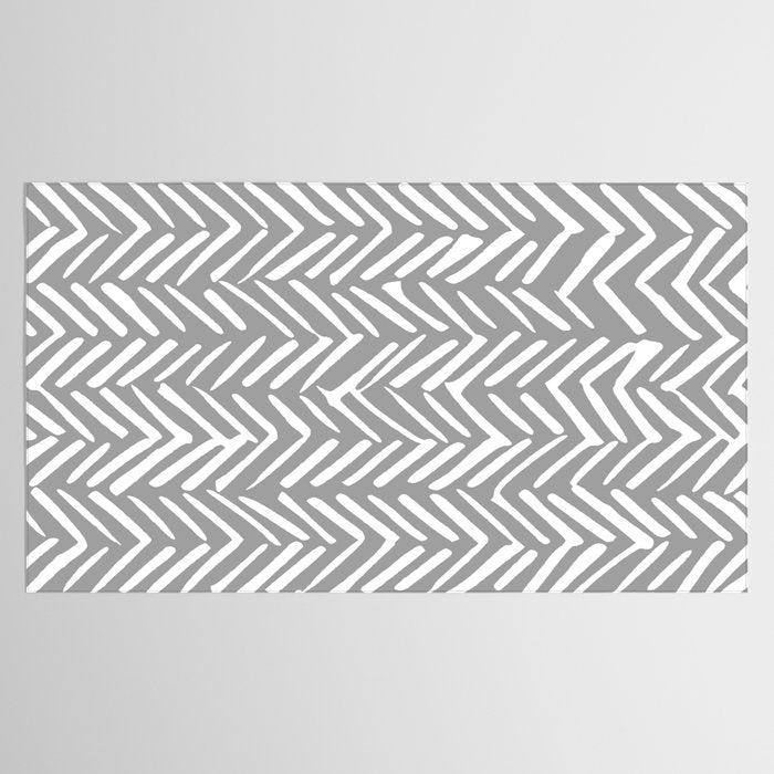Abstract Herringbone Pattern, Rustic, Gray and White Tablecloth Gallery Image 2