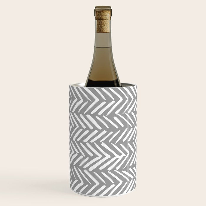 Abstract Herringbone Pattern, Rustic, Gray and White Wine Chiller Gallery Image 2