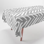 Abstract Herringbone Pattern, Rustic, Gray and White Tablecloth Gallery Image 1