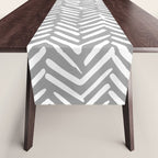 Abstract Herringbone Pattern, Rustic, Gray and White Table Runner Gallery Image 1