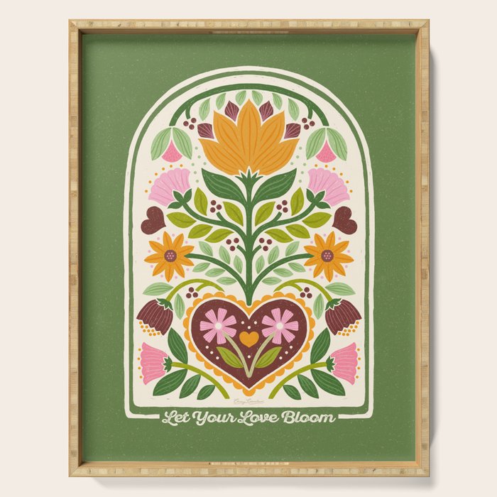 Let your Love Bloom Floral Folk Art Serving Tray Gallery Image 1