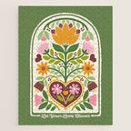 Let your Love Bloom Floral Folk Art Jigsaw Puzzle Gallery Image 1