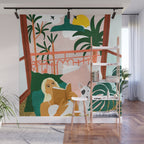 Pet Pals, Animals Lovers Illustration, Travel With Pets Modern Bohemian Painting Wall Mural Gallery Image 1