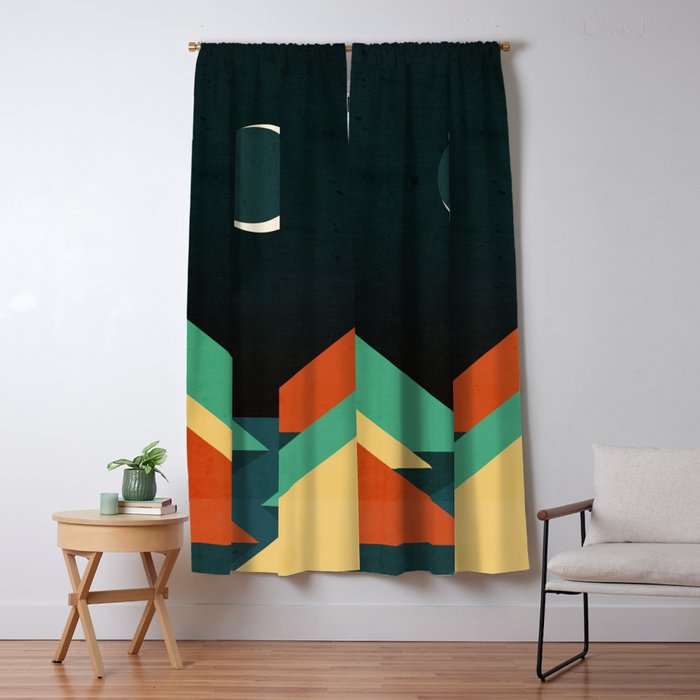 Quiet stream under crescent moon Window Curtain Gallery Image 5