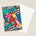 Colorful Memphis Milano Modern Geometric Shapes - 80s 90s retro electroclash pop art Aztec Stationery Card Gallery Image 2