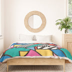 Colorful Memphis Milano Modern Geometric Shapes - 80s 90s retro electroclash pop art Aztec Duvet Cover Gallery Image 3