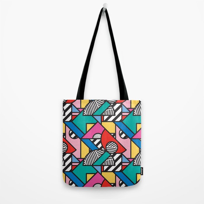 Colorful Memphis Milano Modern Geometric Shapes - 80s 90s retro electroclash pop art Aztec Tote Bag Gallery Image 2