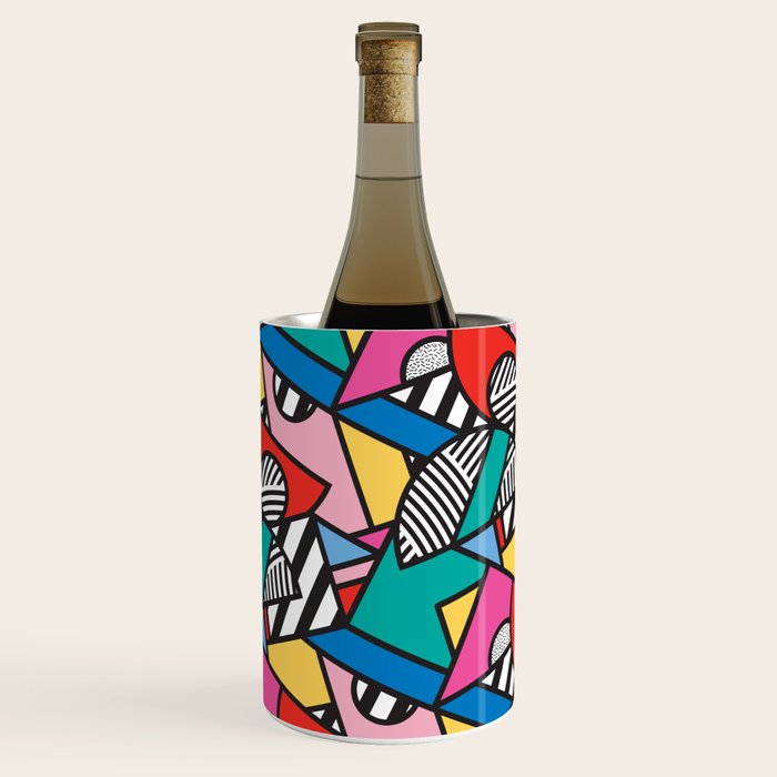 Colorful Memphis Milano Modern Geometric Shapes - 80s 90s retro electroclash pop art Aztec Wine Chiller Gallery Image 3