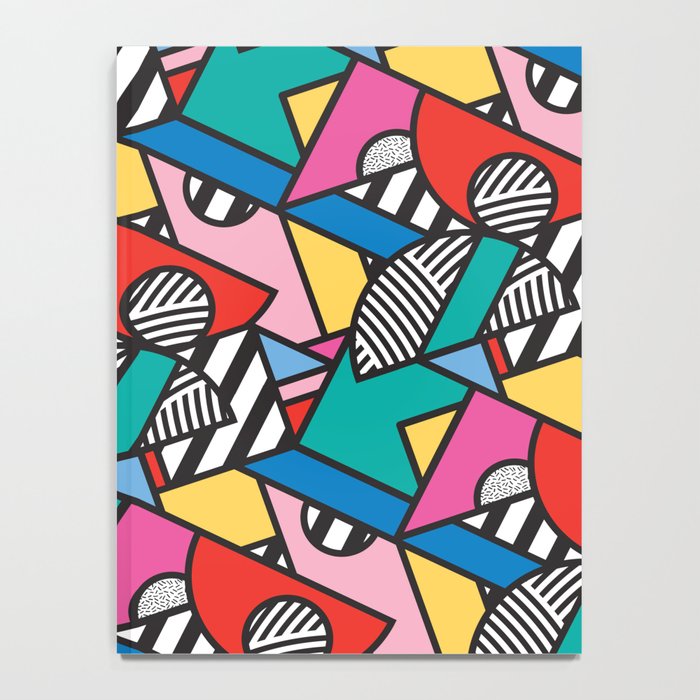 Colorful Memphis Milano Modern Geometric Shapes - 80s 90s retro electroclash pop art Aztec Notebook Gallery Image 4