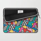 Colorful Memphis Milano Modern Geometric Shapes - 80s 90s retro electroclash pop art Aztec Laptop Sleeve Gallery Image 2