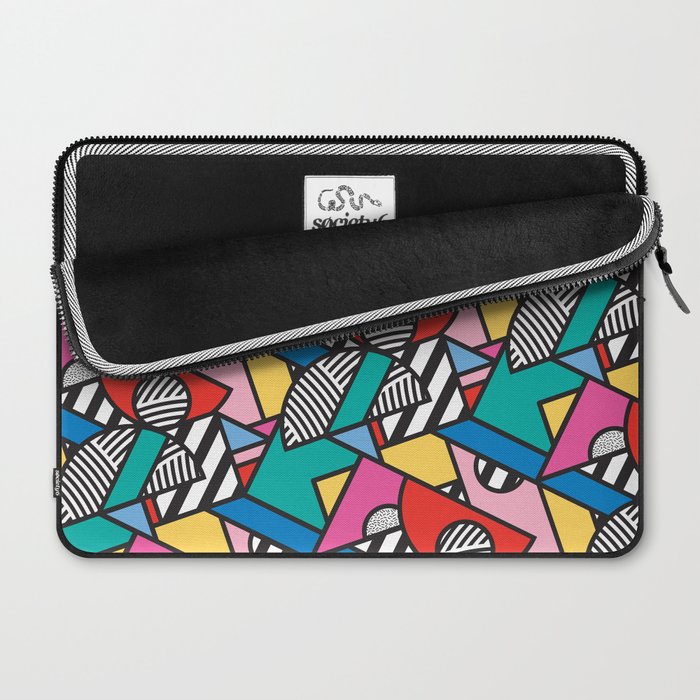 Colorful Memphis Milano Modern Geometric Shapes - 80s 90s retro electroclash pop art Aztec Laptop Sleeve Gallery Image 2