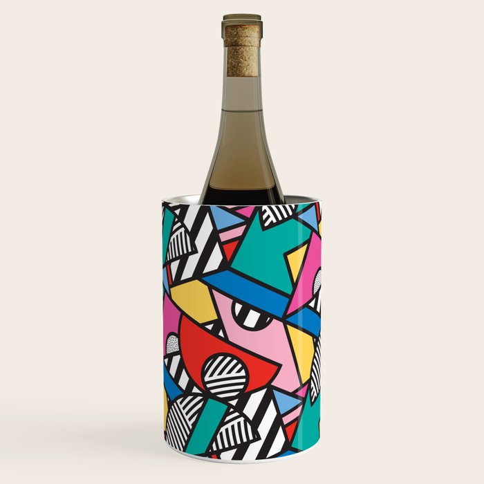 Colorful Memphis Milano Modern Geometric Shapes - 80s 90s retro electroclash pop art Aztec Wine Chiller Gallery Image 2