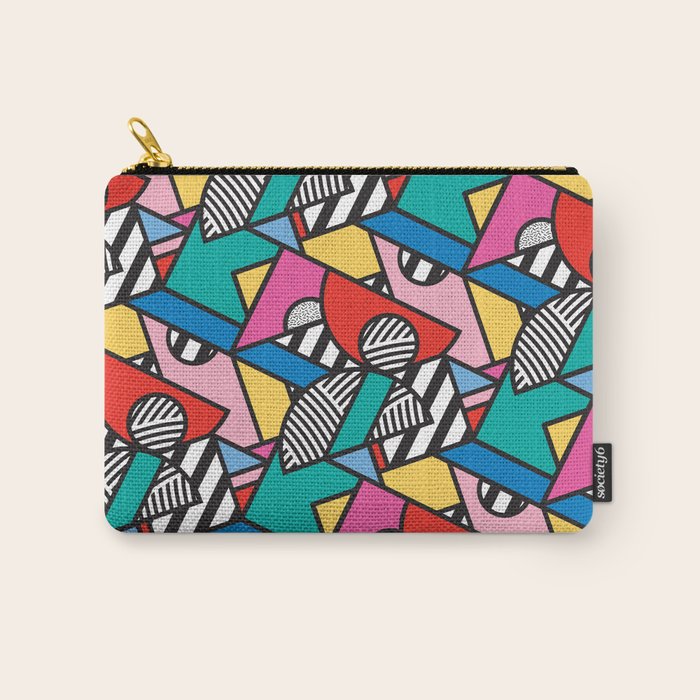 Colorful Memphis Milano Modern Geometric Shapes - 80s 90s retro electroclash pop art Aztec Carry All Pouch Gallery Image 1