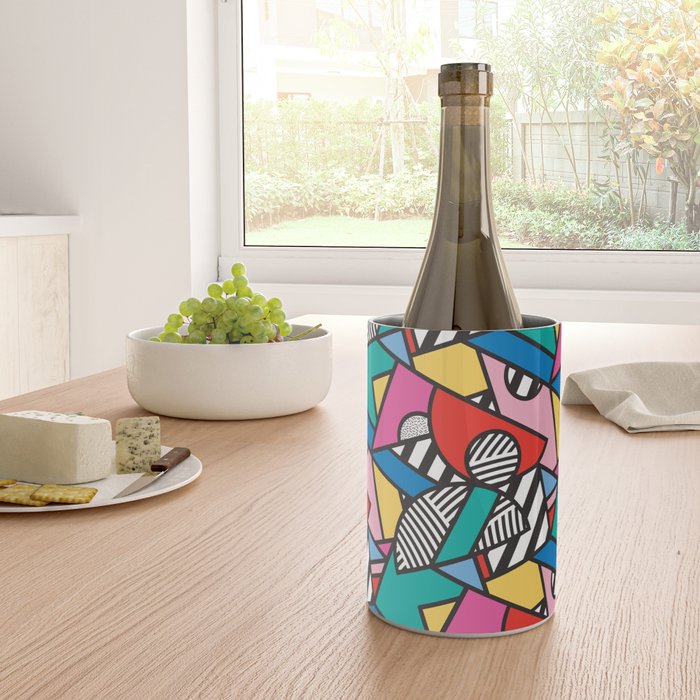 Colorful Memphis Milano Modern Geometric Shapes - 80s 90s retro electroclash pop art Aztec Wine Chiller Gallery Image 4