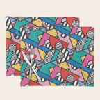 Colorful Memphis Milano Modern Geometric Shapes - 80s 90s retro electroclash pop art Aztec Placemat Gallery Image 1