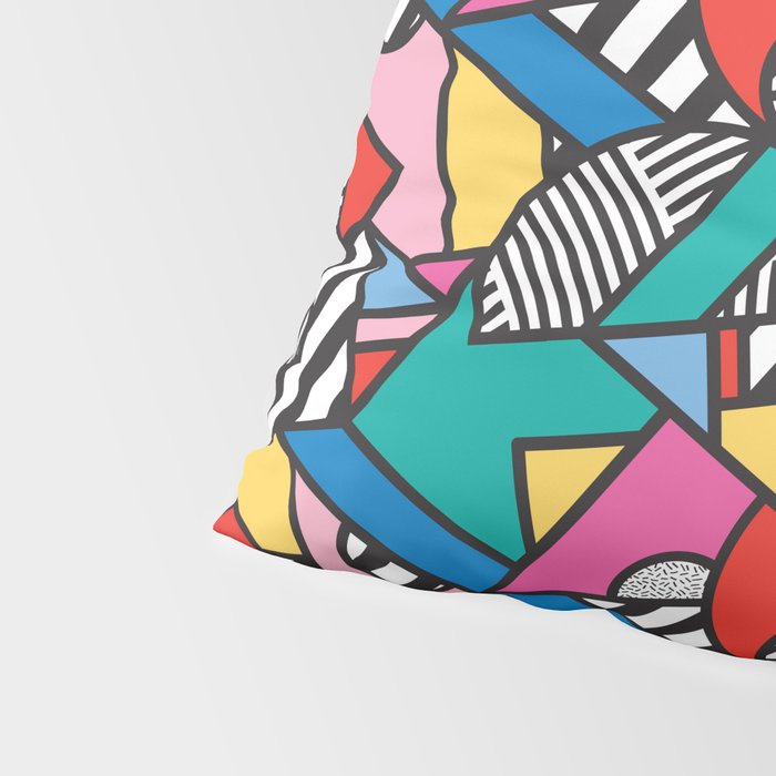 Colorful Memphis Milano Modern Geometric Shapes - 80s 90s retro electroclash pop art Aztec Pillow Sham Gallery Image 4
