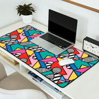Colorful Memphis Milano Modern Geometric Shapes - 80s 90s retro electroclash pop art Aztec Desk Mat Gallery Image 2