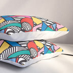 Colorful Memphis Milano Modern Geometric Shapes - 80s 90s retro electroclash pop art Aztec Pillow Sham Gallery Image 3