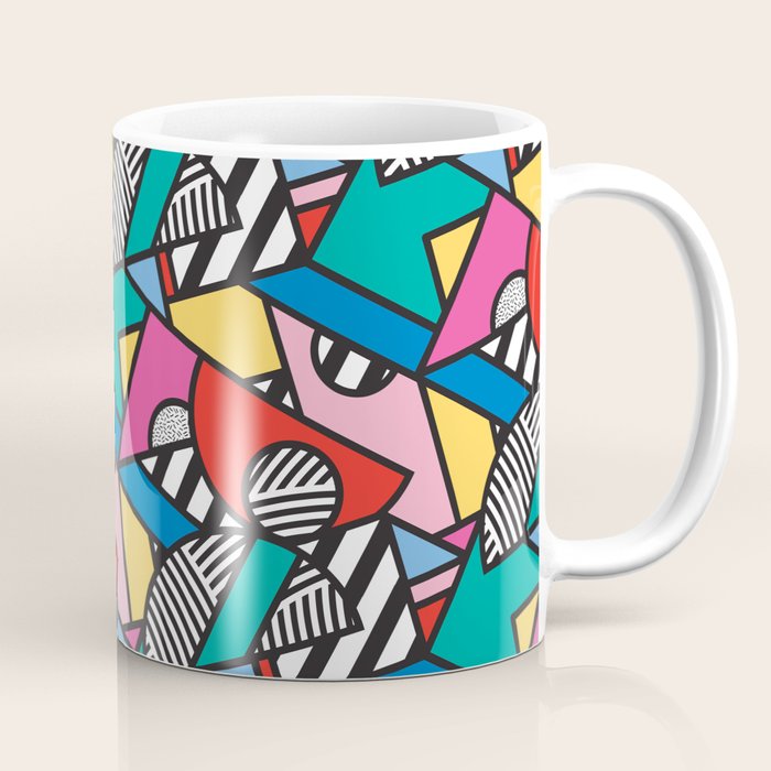 Colorful Memphis Milano Modern Geometric Shapes - 80s 90s retro electroclash pop art Aztec Coffee Mug Gallery Image 1