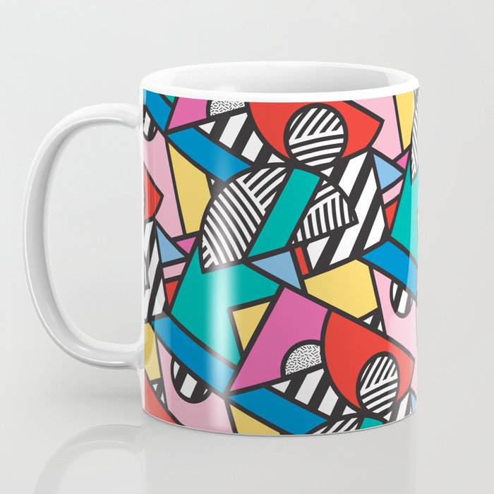 Colorful Memphis Milano Modern Geometric Shapes - 80s 90s retro electroclash pop art Aztec Coffee Mug Gallery Image 3